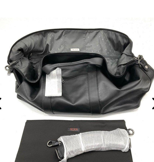 Tumi Large Soft Travel Satchel - Black Leather - 14" x 22" x 10" - NWT - Resale Thrift Boutique LLC.