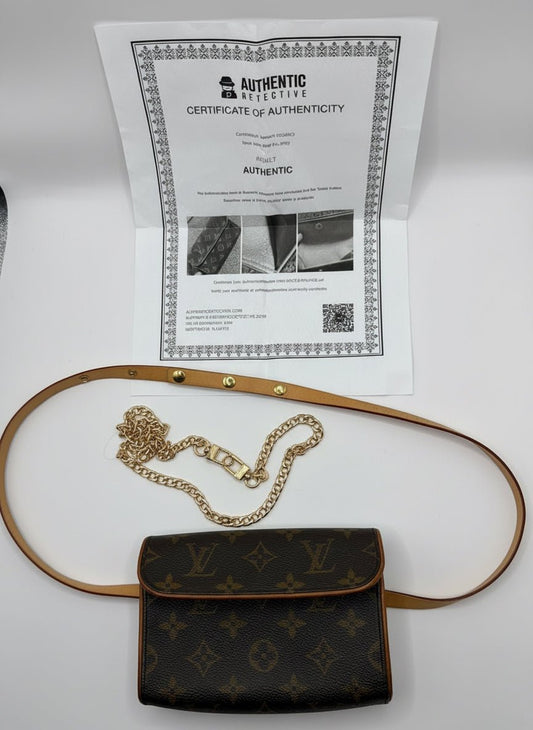 Authentic Louis Vuitton Florentine Monogram Belt Bag (S) – Vintage LV Waist Bag – COA, Dust Bag & Chain - Resale Thrift Boutique LLC.