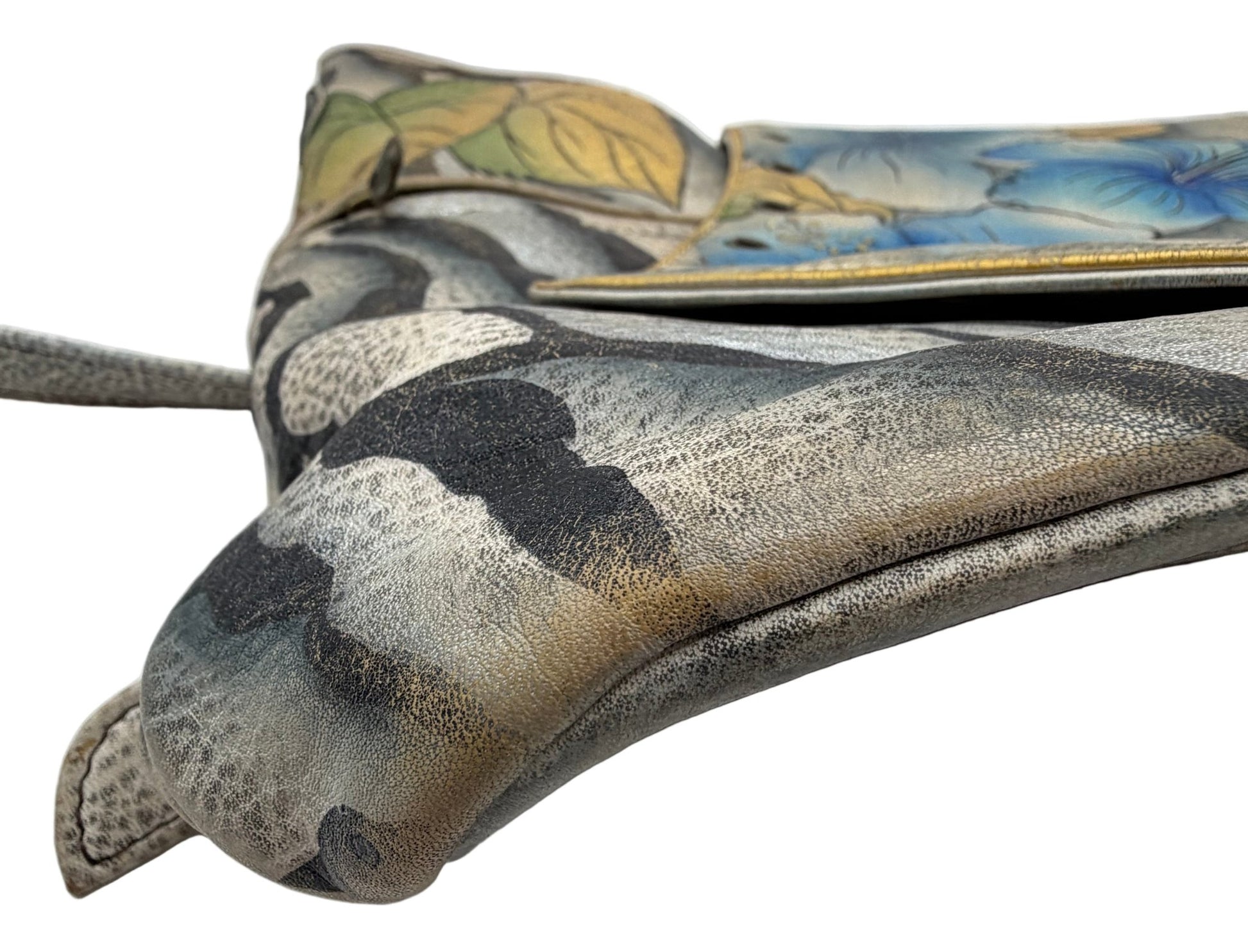 Anuschka Hand - Painted Leather Crossbody Bag – Floral & Butterfly Artwork, Multi - Color - Resale Thrift Boutique LLC.