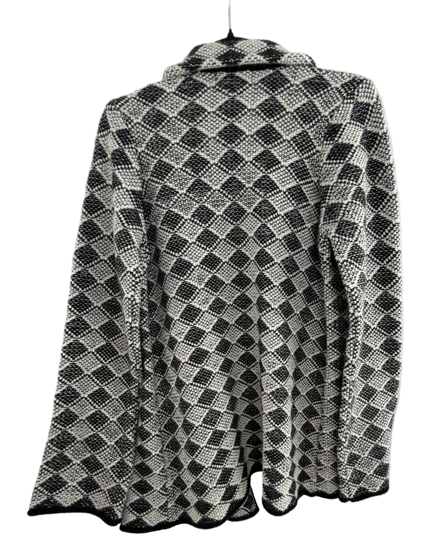 Cocogio Black White Geometric Open Front Cardigan Made in Italy - Resale Thrift Boutique LLC.