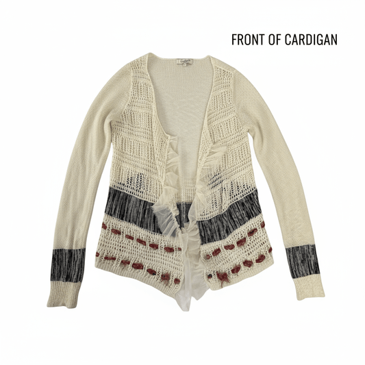 Cocogio Cream Boho Cardigan - Fringe & Embroidered Details - Resale Thrift Boutique LLC.