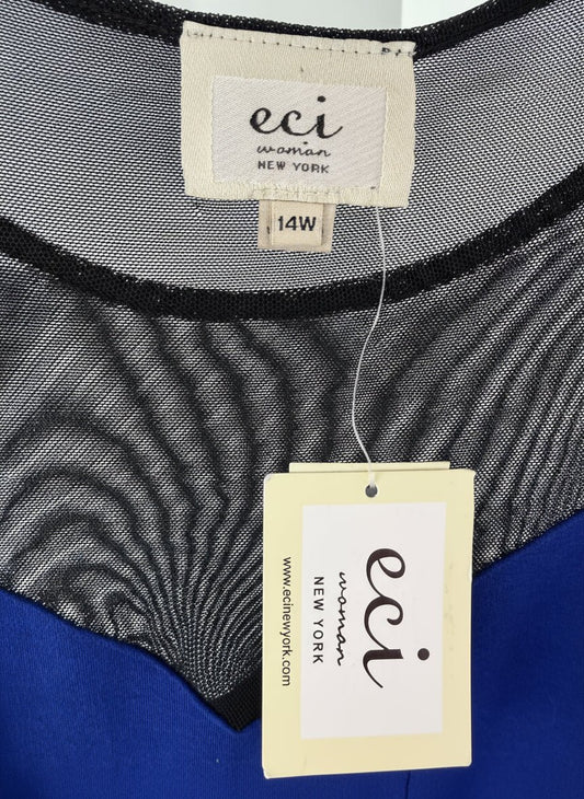 e.c.i. Blue & Black Color - Block Dress with Sheer Mesh Detail - NWT - Resale Thrift Boutique LLC.
