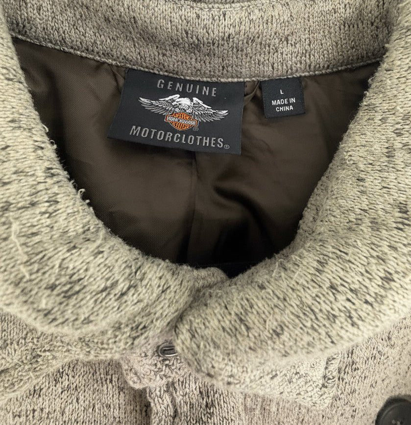 Excellent used condition Harley - Davidson Sherpa Lined Shirt Jacket Cream Sage Men's L - Resale Thrift Boutique LLC.