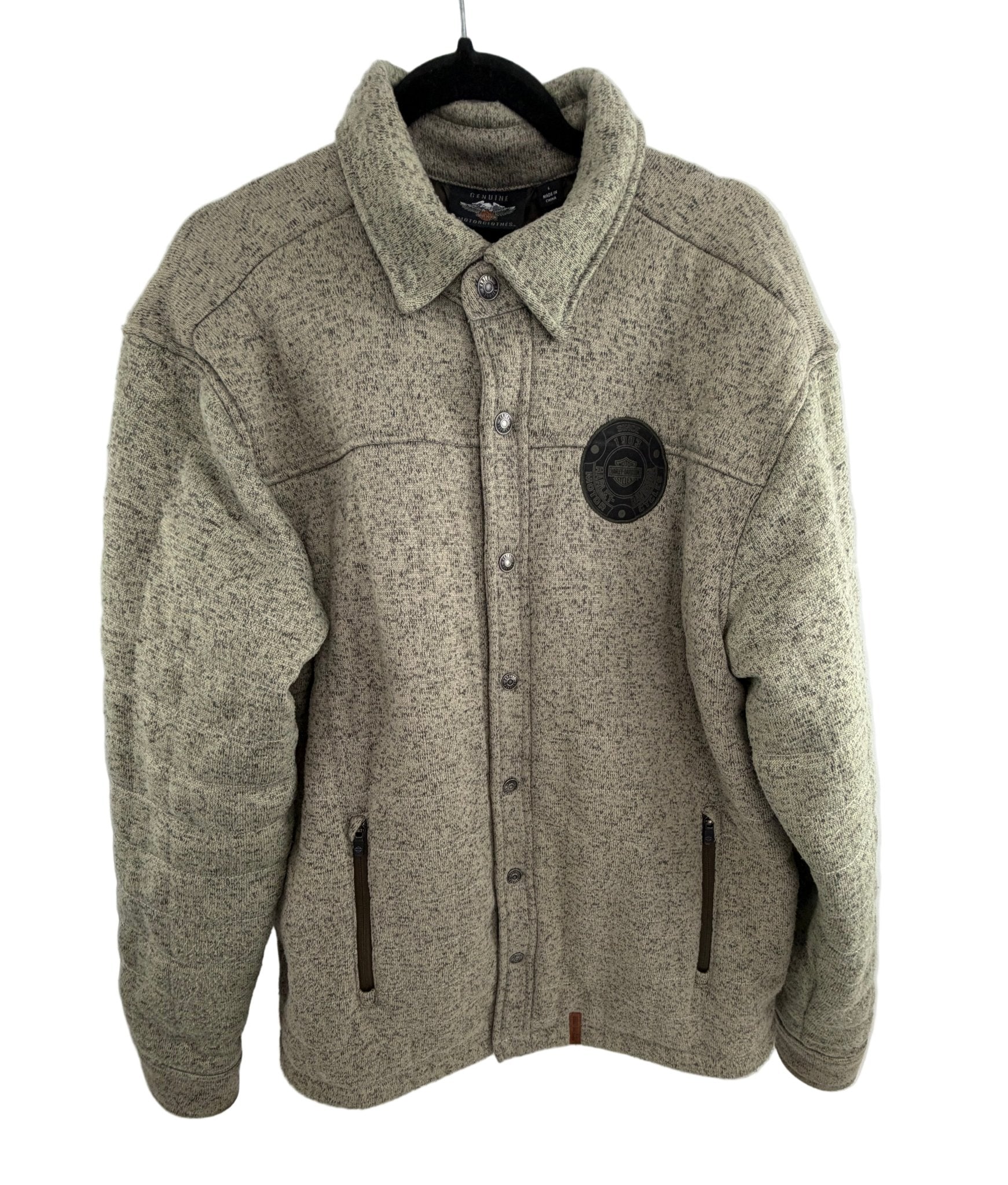 Excellent used condition Harley - Davidson Sherpa Lined Shirt Jacket Cream Sage Men's L - Resale Thrift Boutique LLC.
