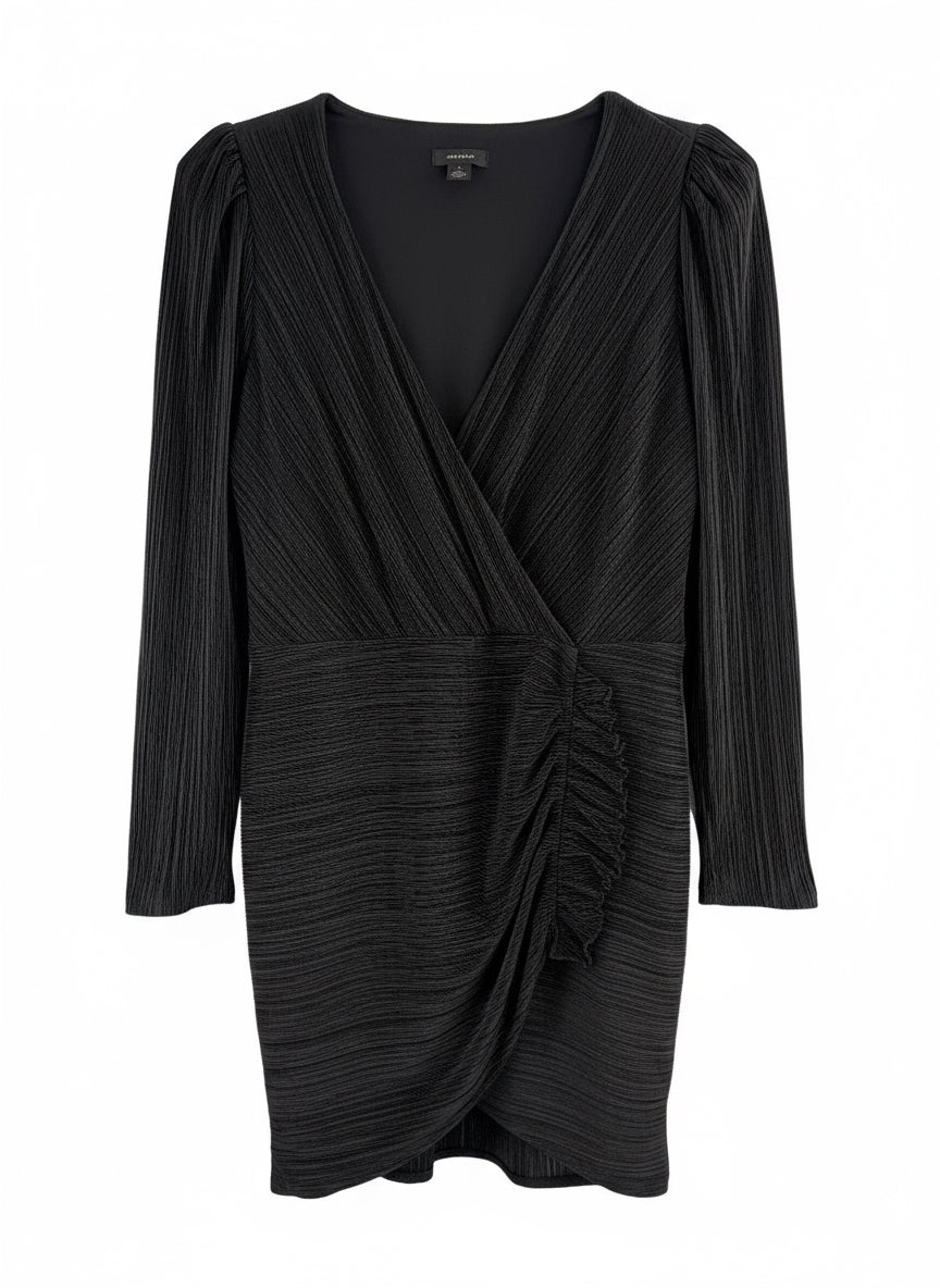 Halogen Black Pleated Wrap Dress with Ruched Detail - Plus Size 1X - Resale Thrift Boutique LLC.