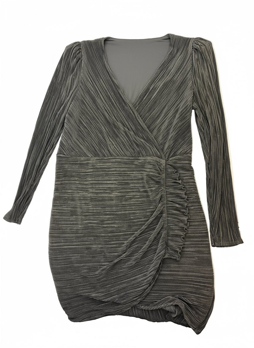 Halogen Black Pleated Wrap Dress with Ruched Detail - Plus Size 1X - Resale Thrift Boutique LLC.