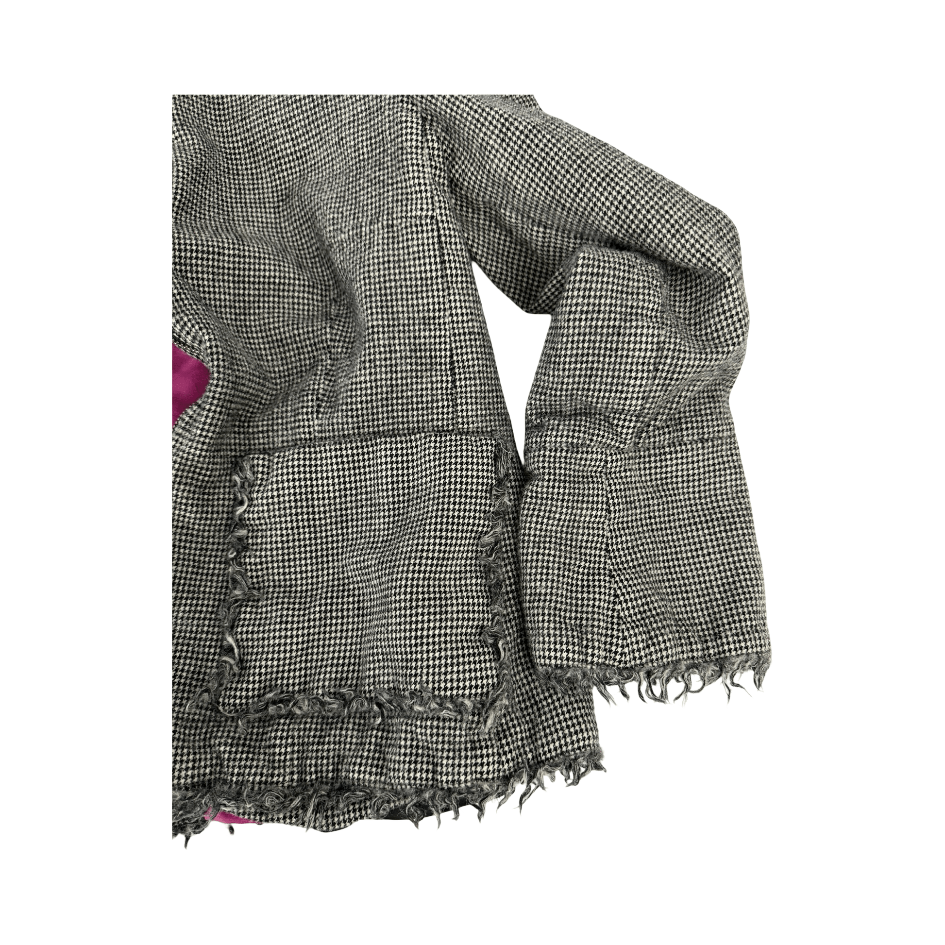 Harve Bernard Houndstooth Jacket - Vintage Frayed Hem - Small - Resale Thrift Boutique LLC.