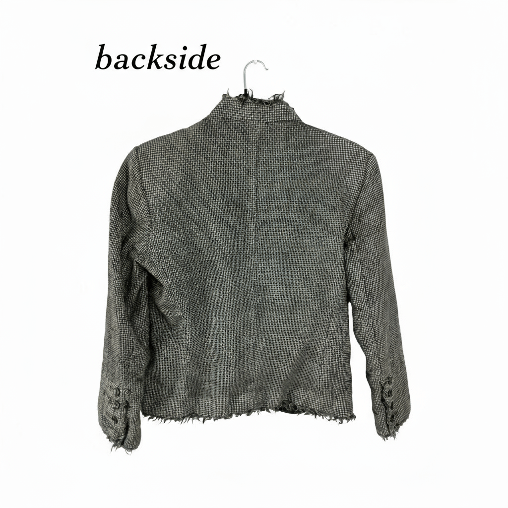 Harve Bernard Houndstooth Jacket - Vintage Frayed Hem - Small - Resale Thrift Boutique LLC.