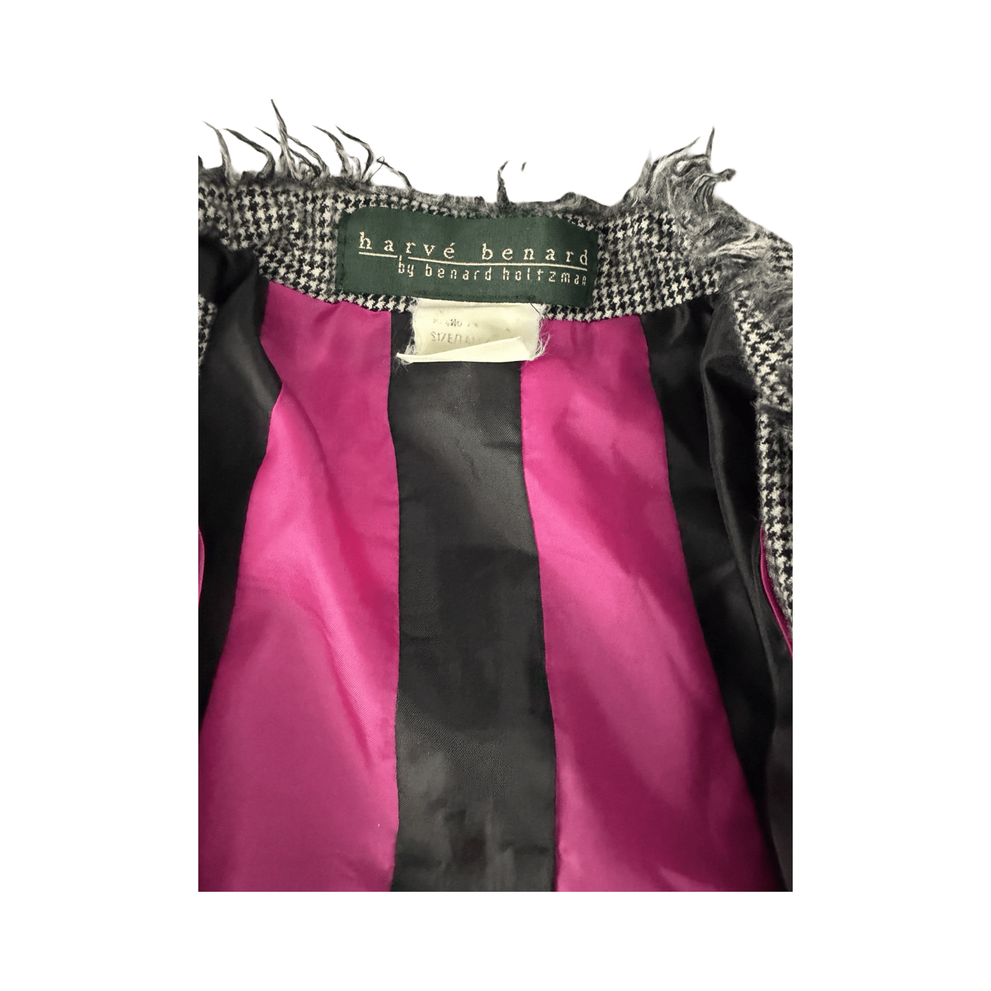 Harve Bernard Houndstooth Jacket - Vintage Frayed Hem - Small - Resale Thrift Boutique LLC.