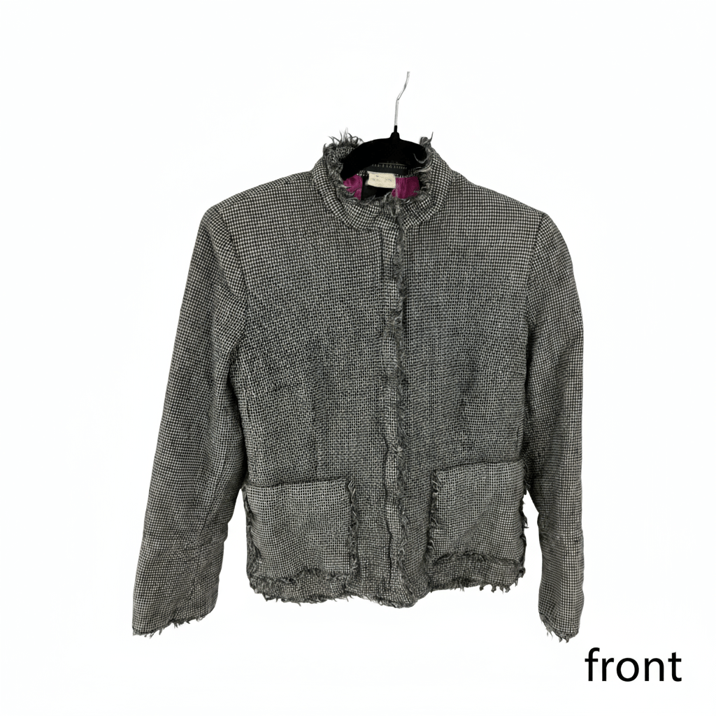 Harve Bernard Houndstooth Jacket - Vintage Frayed Hem - Small - Resale Thrift Boutique LLC.