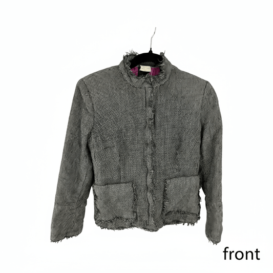 Harve Bernard Houndstooth Jacket - Vintage Frayed Hem - Small - Resale Thrift Boutique LLC.