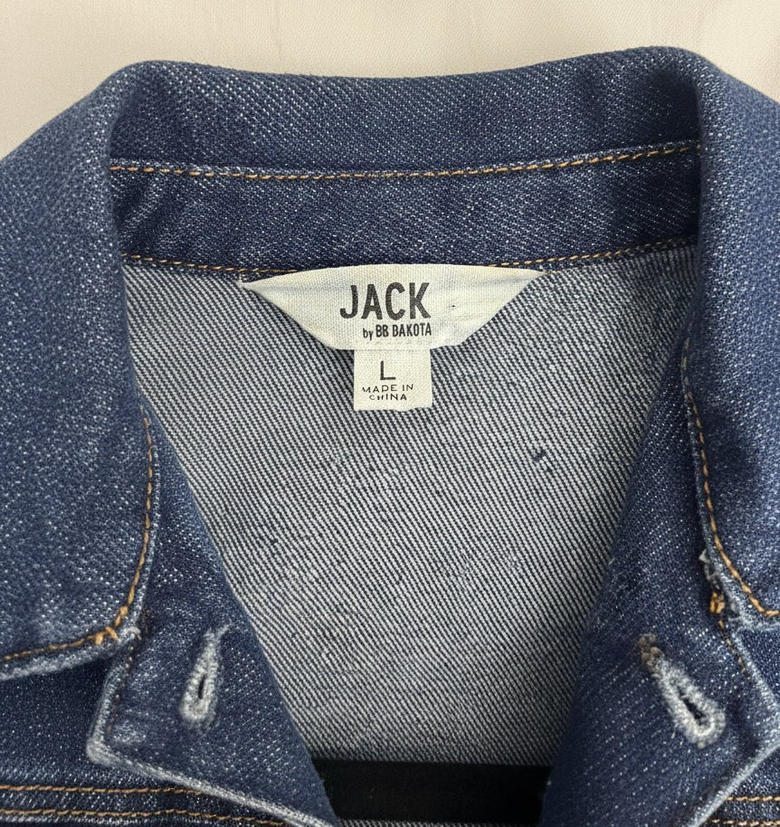 Jack by BB Dakota Denim Moto Jacket Navy Blue Zip Front - Size L - Resale Thrift Boutique LLC.