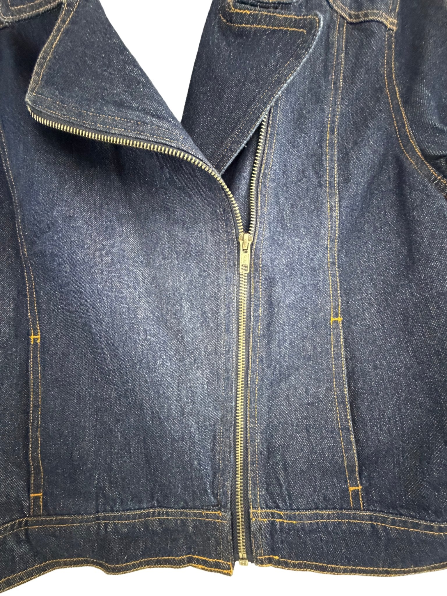 Jack by BB Dakota Denim Moto Jacket Navy Blue Zip Front - Size L - Resale Thrift Boutique LLC.