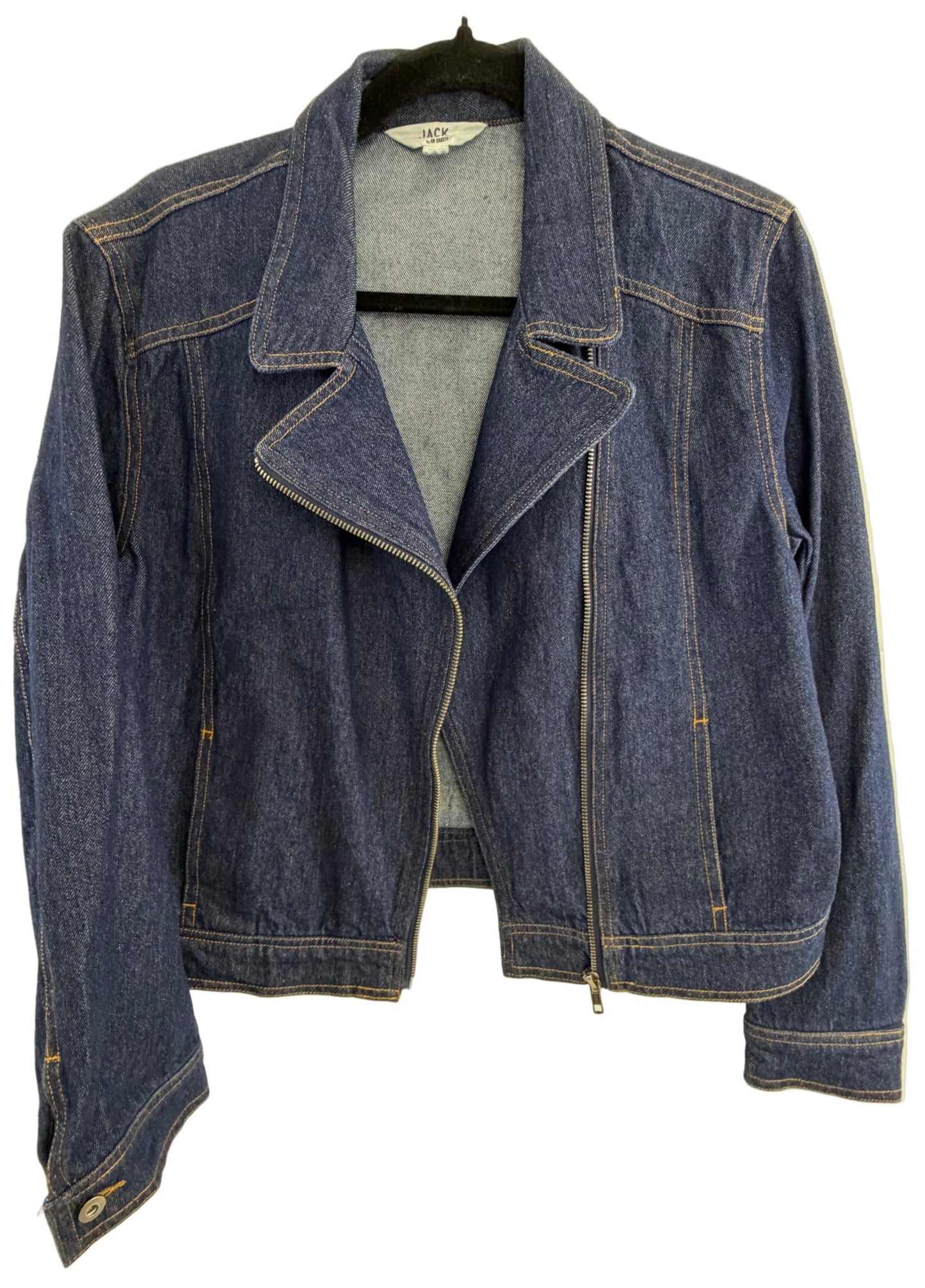 Jack by BB Dakota Denim Moto Jacket Navy Blue Zip Front - Size L - Resale Thrift Boutique LLC.