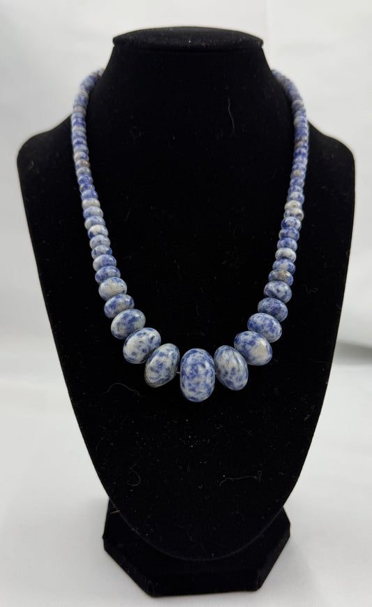 Jay King Sterling Silver Blue Carnival Stone Graduated Bead Necklace - Resale Thrift Boutique LLC.