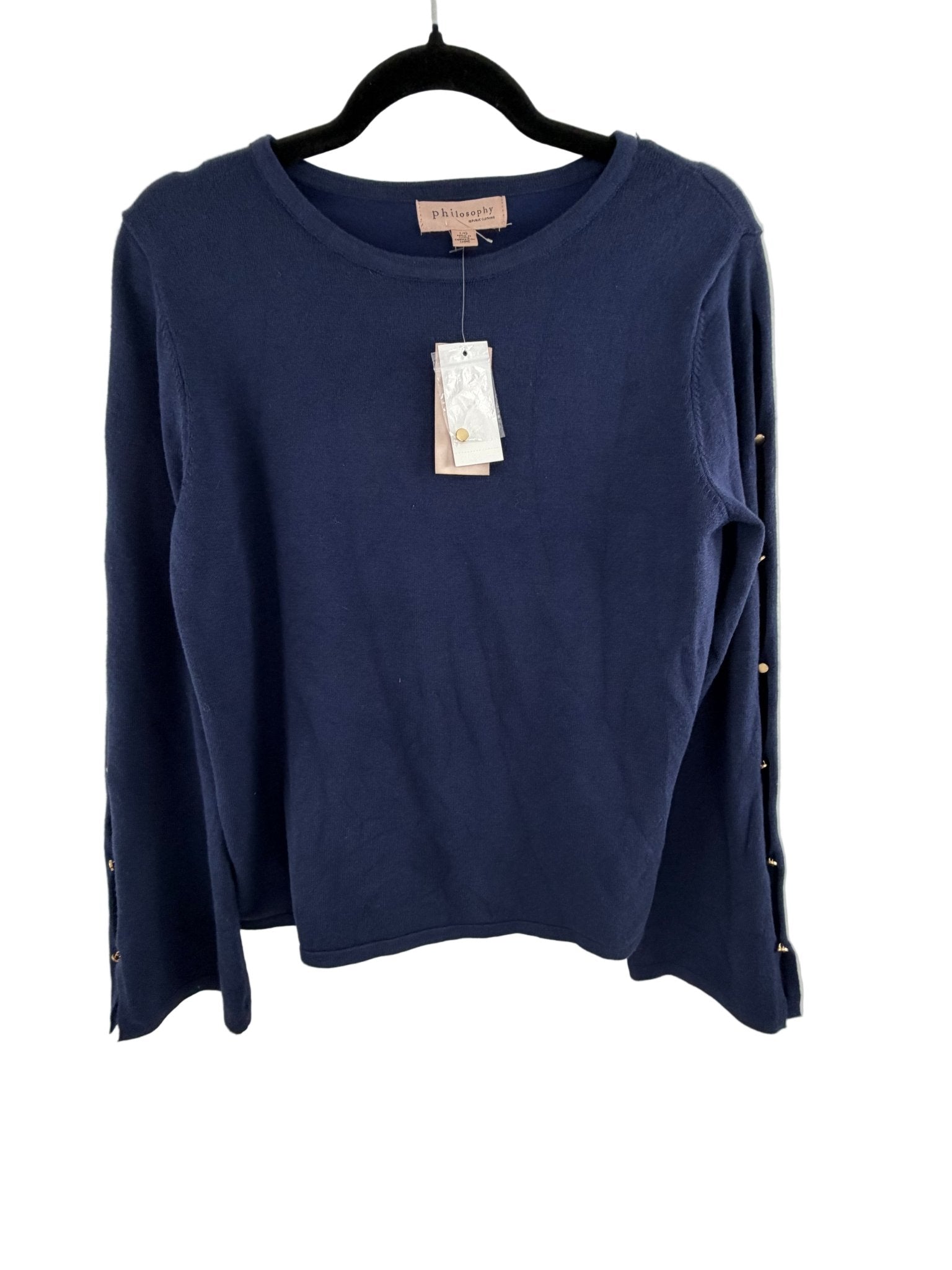 Philosophy Navy Blue Long Sleeve Top with Button Detail - NWT - Resale Thrift Boutique LLC.