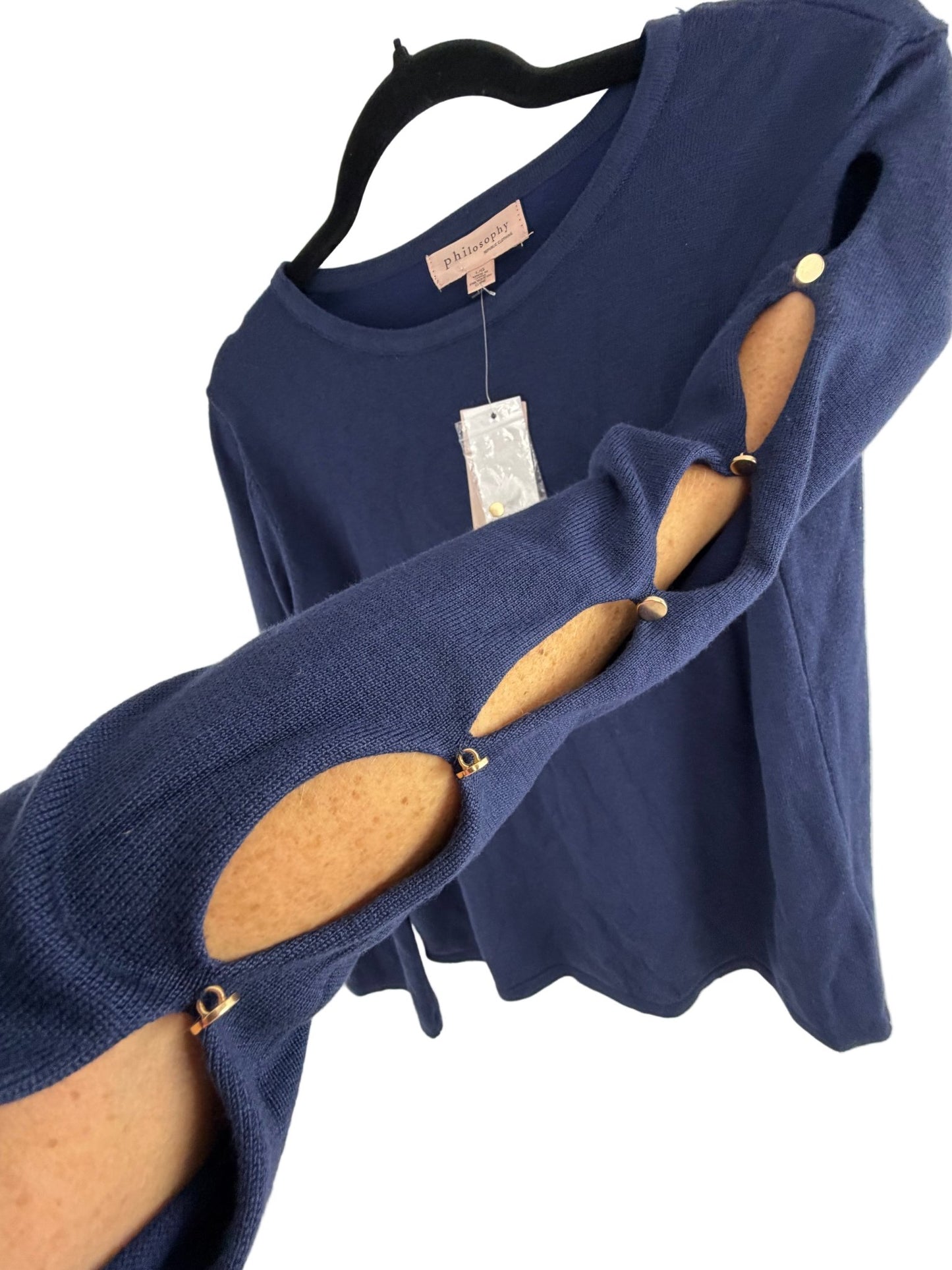Philosophy Navy Blue Long Sleeve Top with Button Detail - NWT - Resale Thrift Boutique LLC.