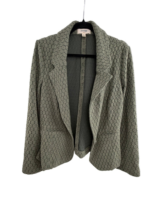 Porridge Textured Honeycomb Blazer Gray Taupe Single Button - Size M - Resale Thrift Boutique LLC.