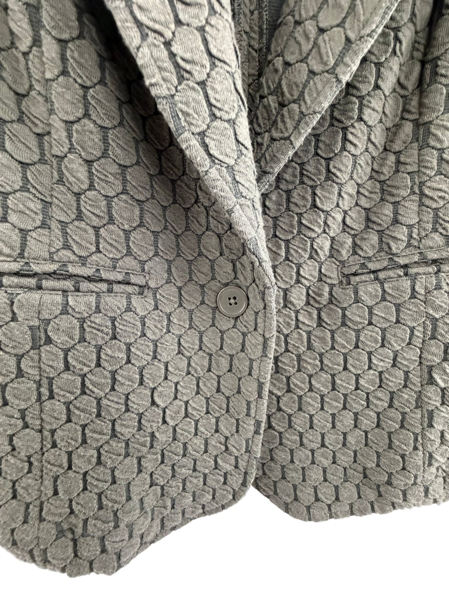 Porridge Textured Honeycomb Blazer Gray Taupe Single Button - Size M - Resale Thrift Boutique LLC.