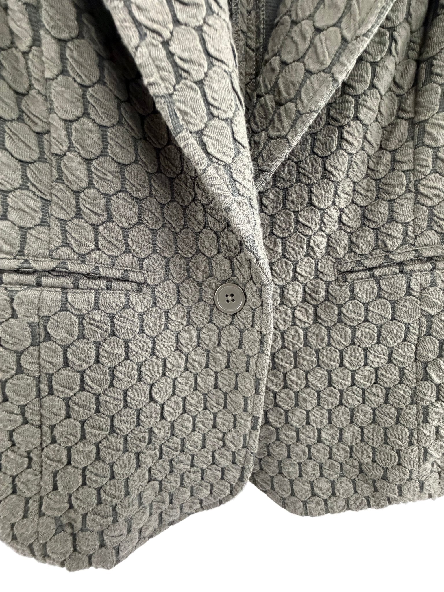 Porridge Textured Honeycomb Blazer Gray Taupe Single Button - Size M - Resale Thrift Boutique LLC.