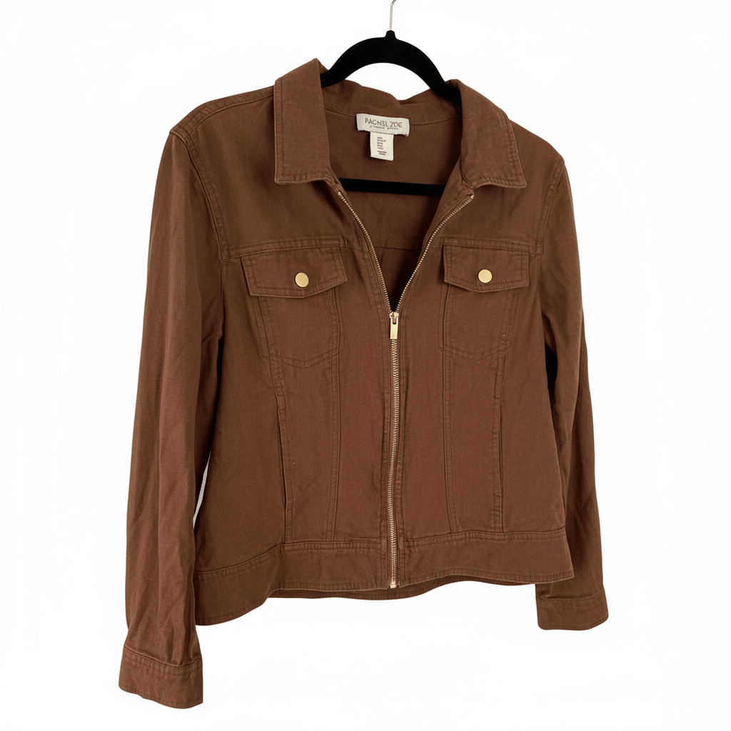 Rachel Zoe Brown Utility Jacket with Gold Hardware - Resale Thrift Boutique LLC.