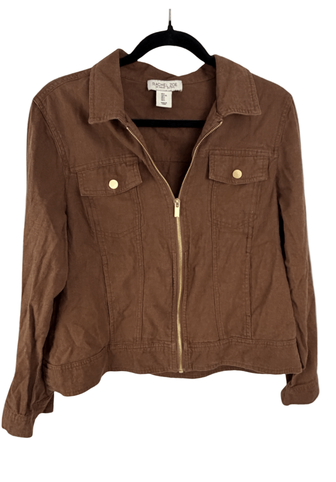 Rachel Zoe Brown Utility Jacket with Gold Hardware - Resale Thrift Boutique LLC.