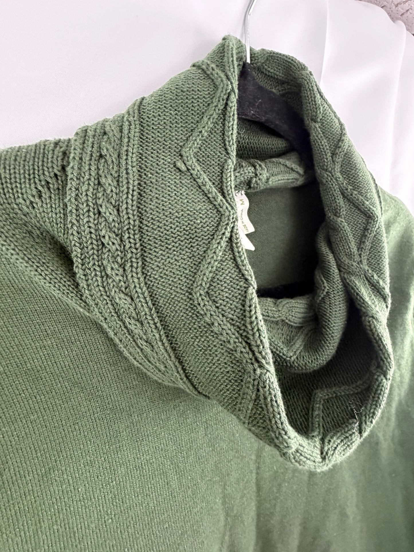 Sahalie Olive Green Cowl Neck Long Sleeve Top with Braided Detail - Size M - Resale Thrift Boutique LLC.