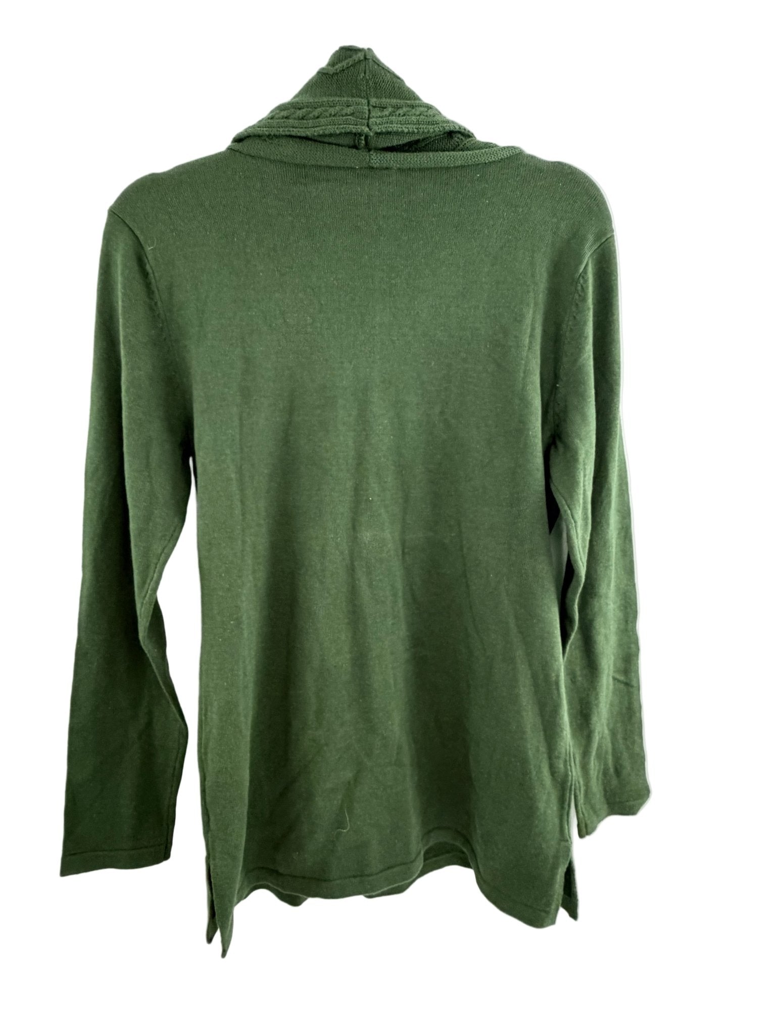Sahalie Olive Green Cowl Neck Long Sleeve Top with Braided Detail - Size M - Resale Thrift Boutique LLC.