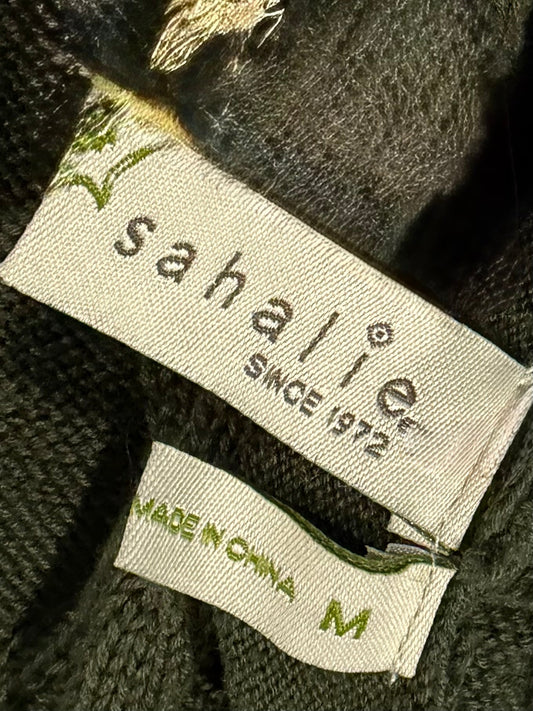 Sahalie Olive Green Cowl Neck Long Sleeve Top with Braided Detail - Size M - Resale Thrift Boutique LLC.