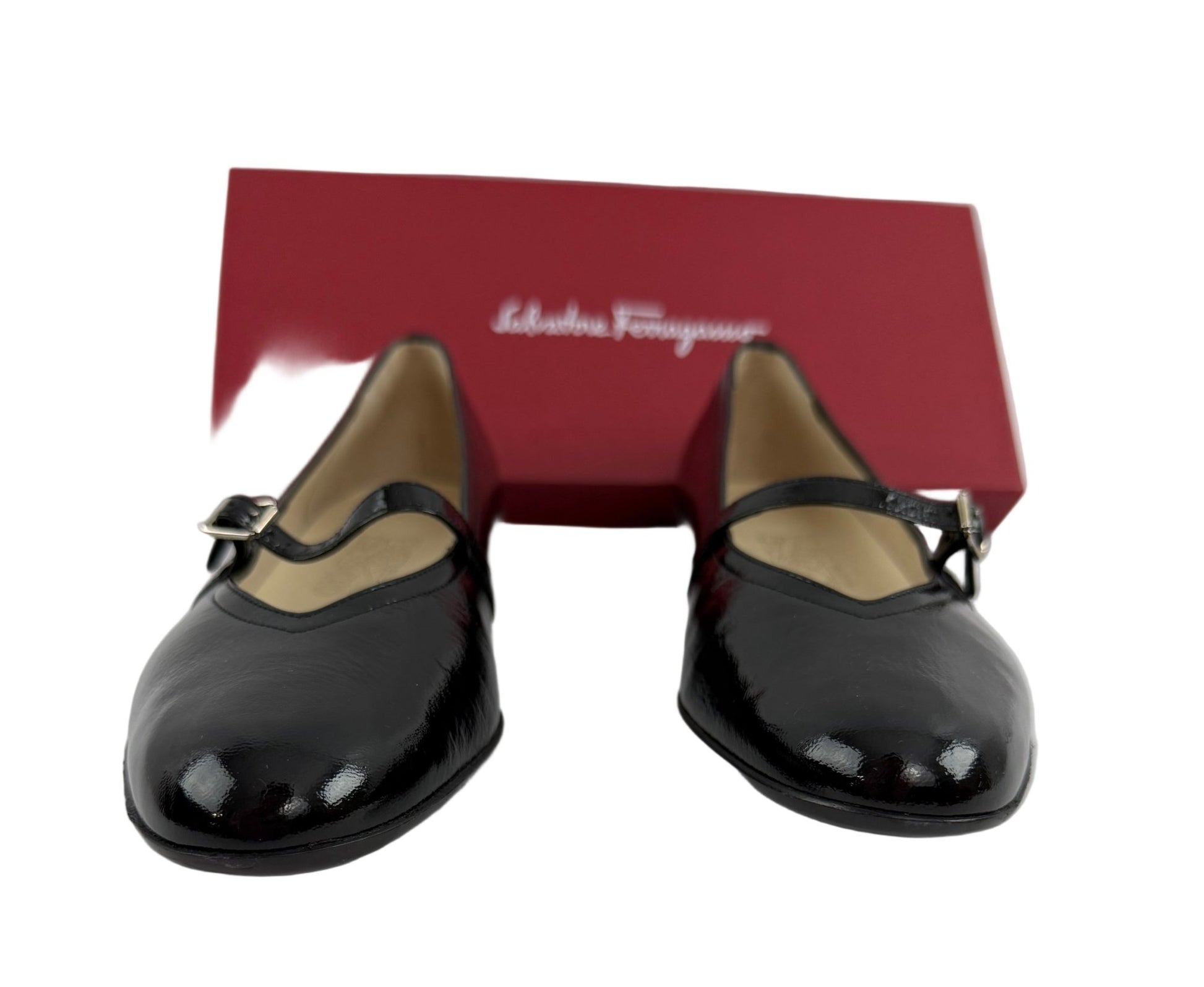 Salvatore Ferragamo Black Patent Leather Shoes - Size 9.5 - Resale Thrift Boutique LLC.