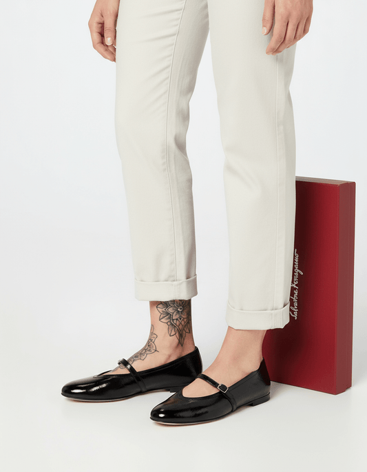 Salvatore Ferragamo Black Patent Leather Shoes - Size 9.5 - Resale Thrift Boutique LLC.