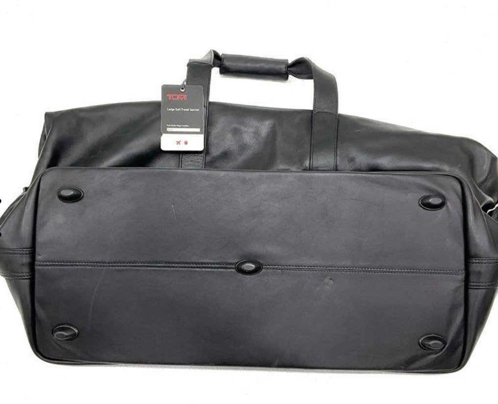 Tumi Large Soft Travel Satchel - Black Leather - 14" x 22" x 10" - NWT - Resale Thrift Boutique LLC.