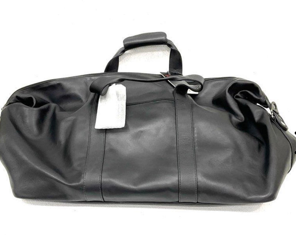 Tumi Large Soft Travel Satchel - Black Leather - 14" x 22" x 10" - NWT - Resale Thrift Boutique LLC.
