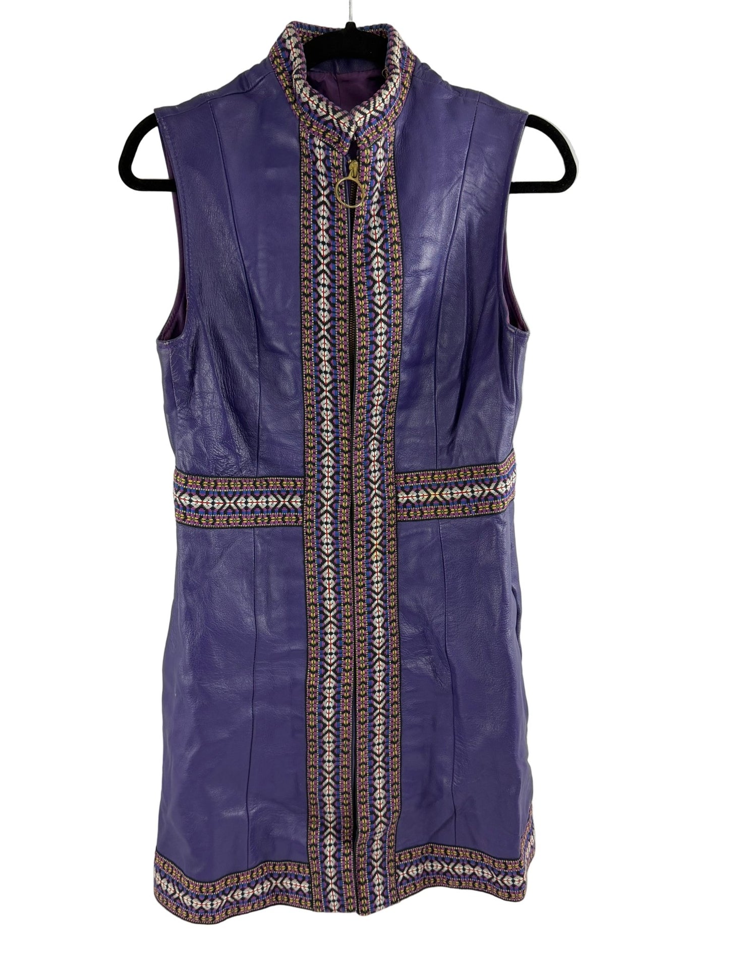 Vintage 1960s - 70s Purple Leather Mini Dress - Hadley Style - Resale Thrift Boutique LLC.