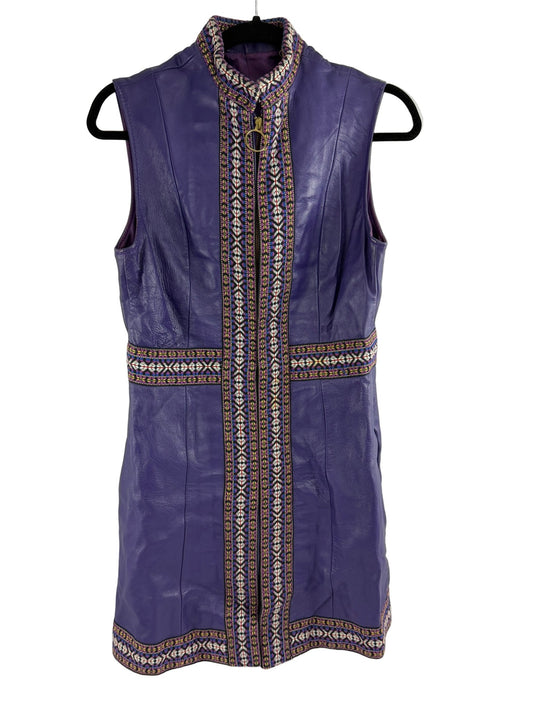 Vintage 1960s - 70s Purple Leather Mini Dress - Hadley Style - Resale Thrift Boutique LLC.