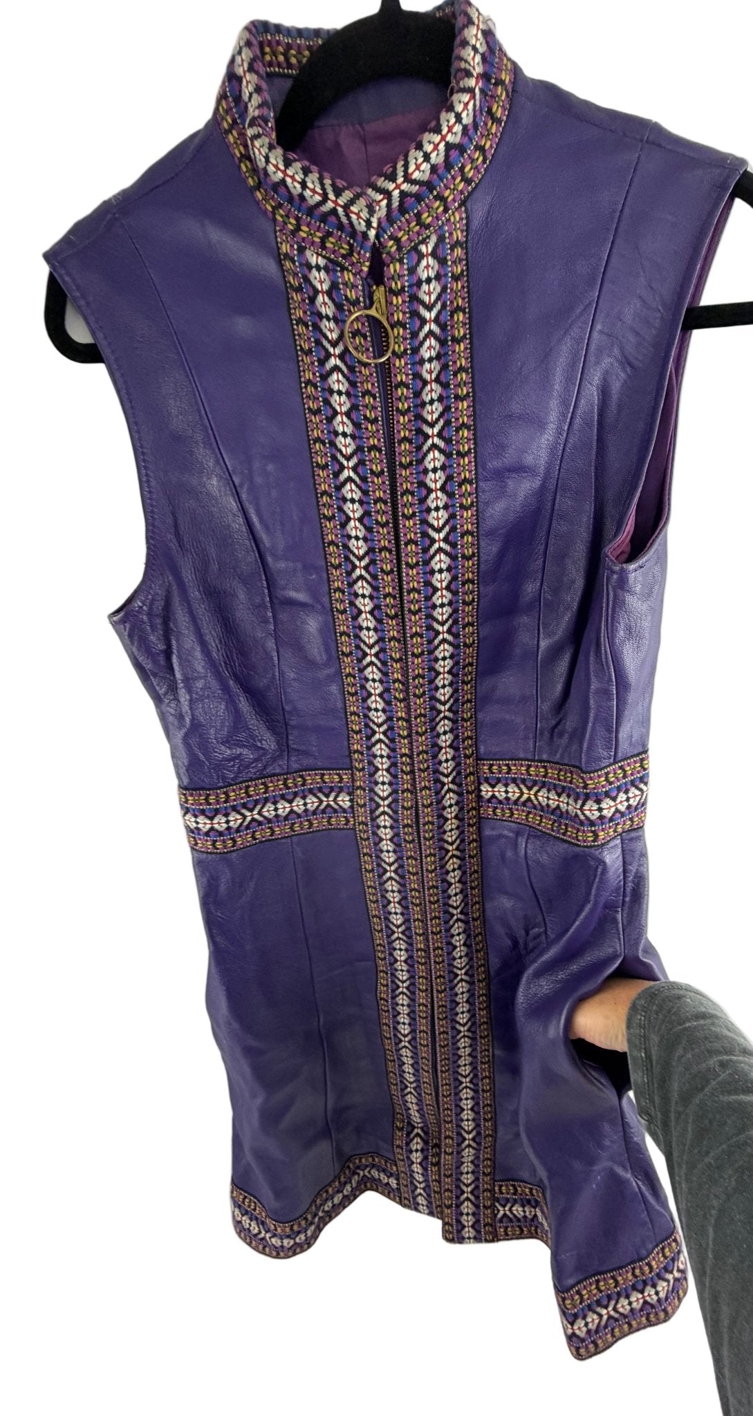 Vintage 1960s - 70s Purple Leather Mini Dress - Hadley Style - Resale Thrift Boutique LLC.