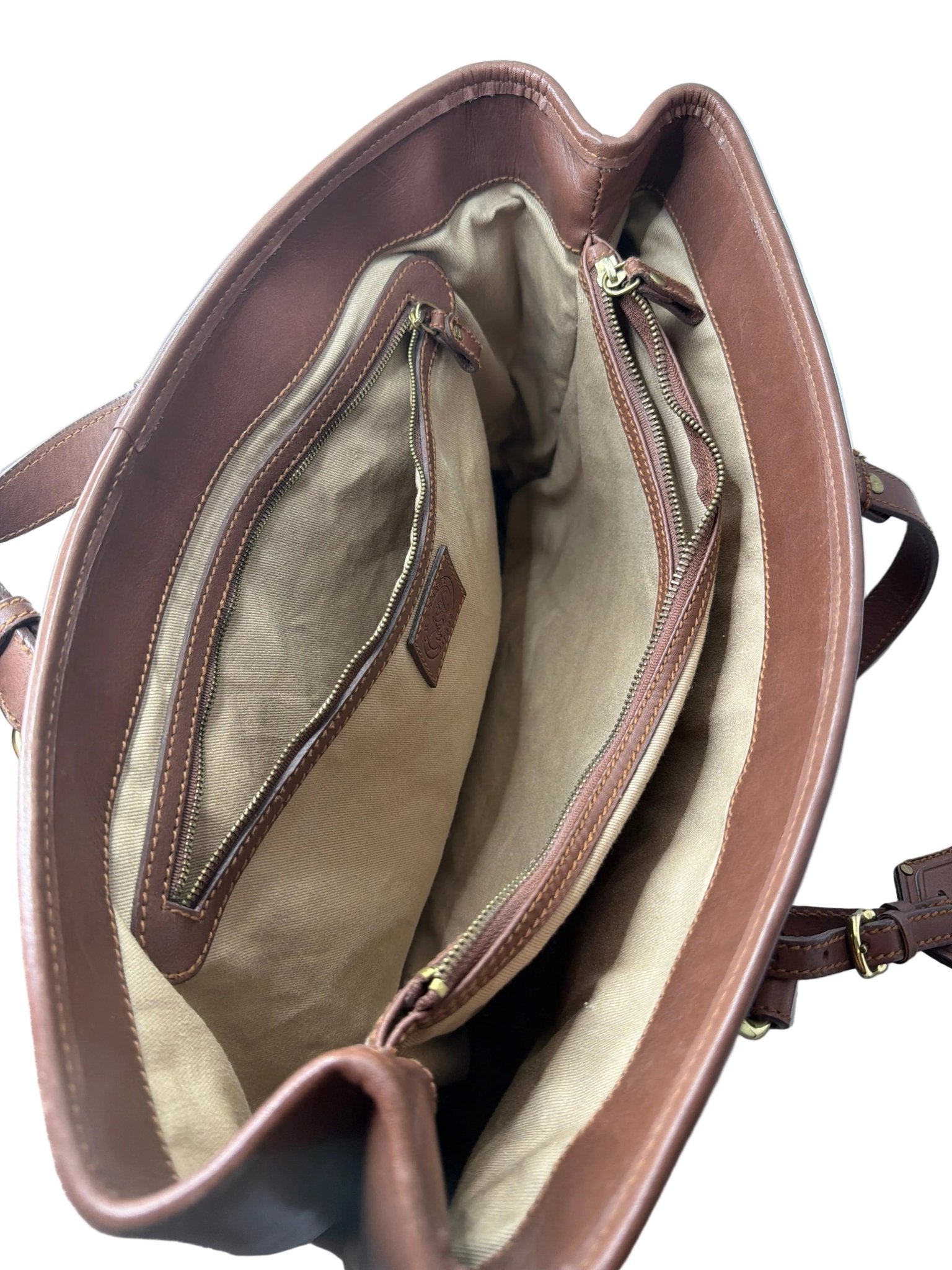 Vintage Chasseur Wathne Leather Tote – Full - Grain Brown Leather Bag w/ Dust Bag - Resale Thrift Boutique LLC.