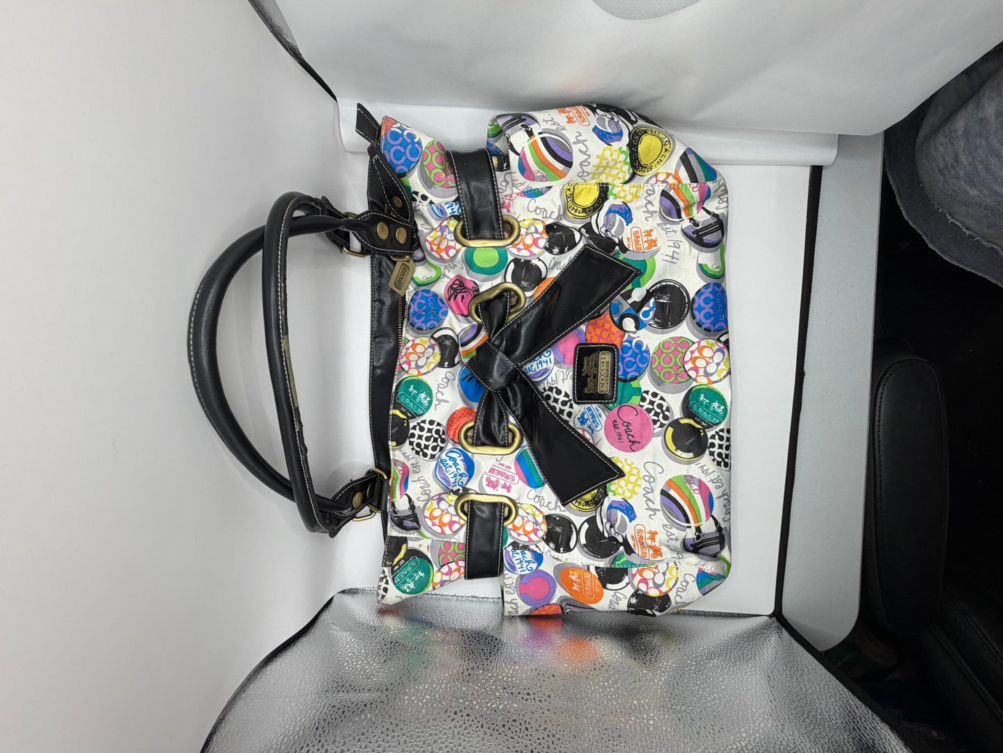 Y2K Coach Poppy Tote – Rare Multicolor Polka Dot Print | Large Glam Tote - Resale Thrift Boutique LLC.