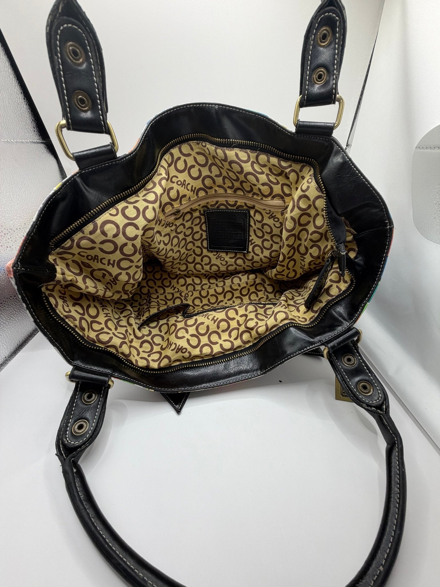 Y2K Coach Poppy Tote – Rare Multicolor Polka Dot Print | Large Glam Tote - Resale Thrift Boutique LLC.
