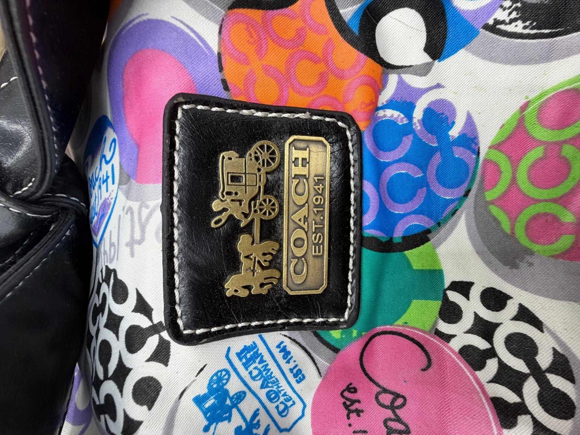 Y2K Coach Poppy Tote – Rare Multicolor Polka Dot Print | Large Glam Tote - Resale Thrift Boutique LLC.