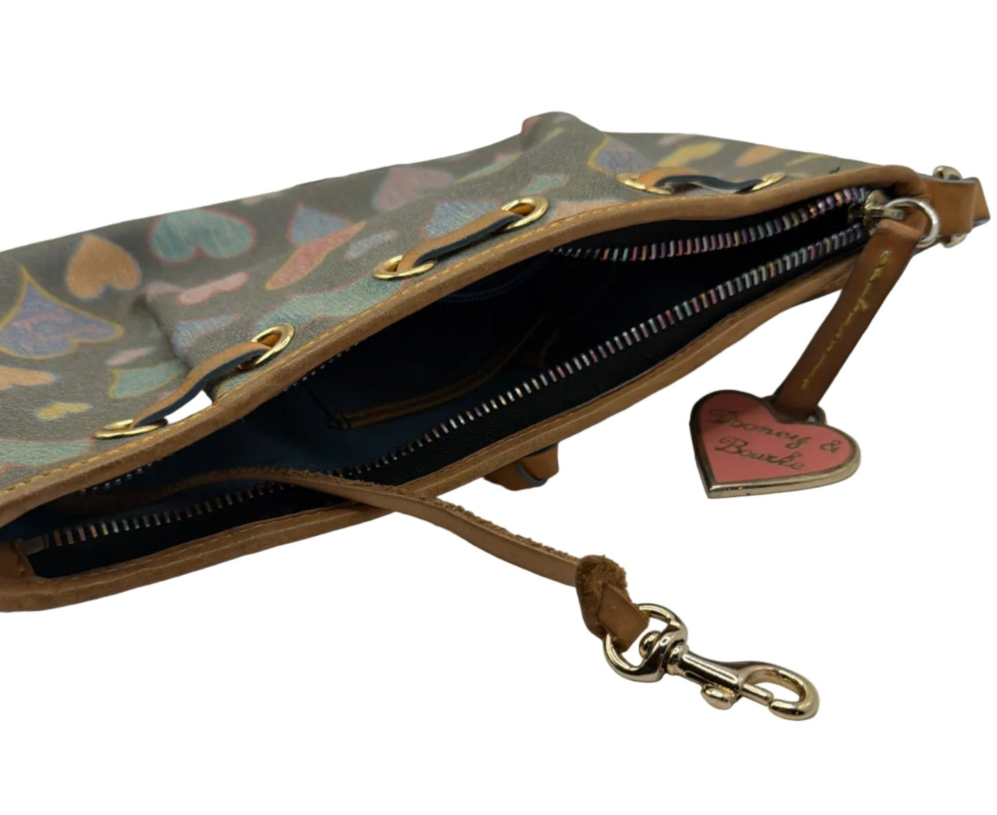 Y2K Dooney & Bourke Rainbow Heart Hobo Bag – Multicolor Print Shoulder Bag - Resale Thrift Boutique LLC.