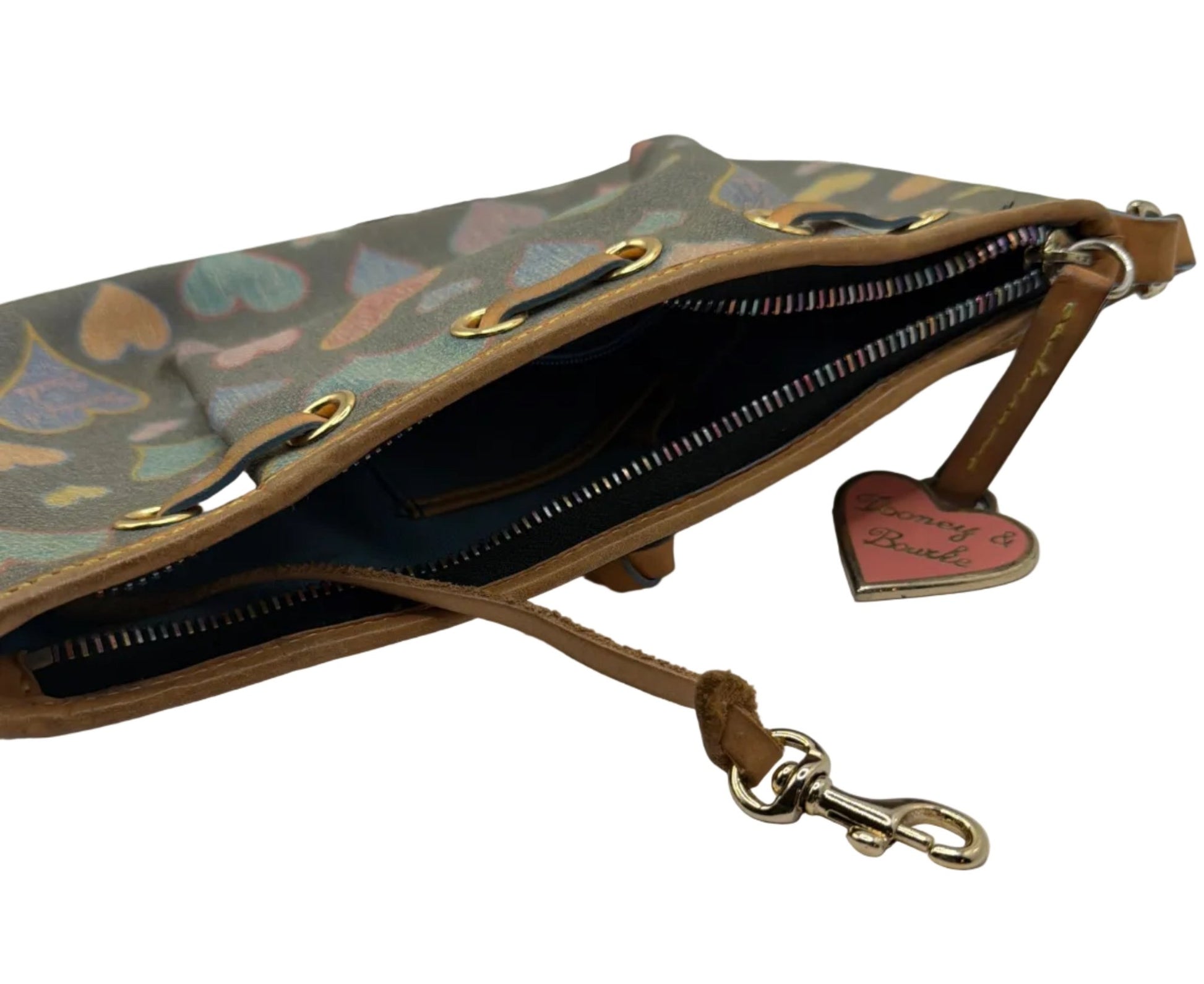 Y2K Dooney & Bourke Rainbow Heart Hobo Bag – Multicolor Print Shoulder Bag - Resale Thrift Boutique LLC.