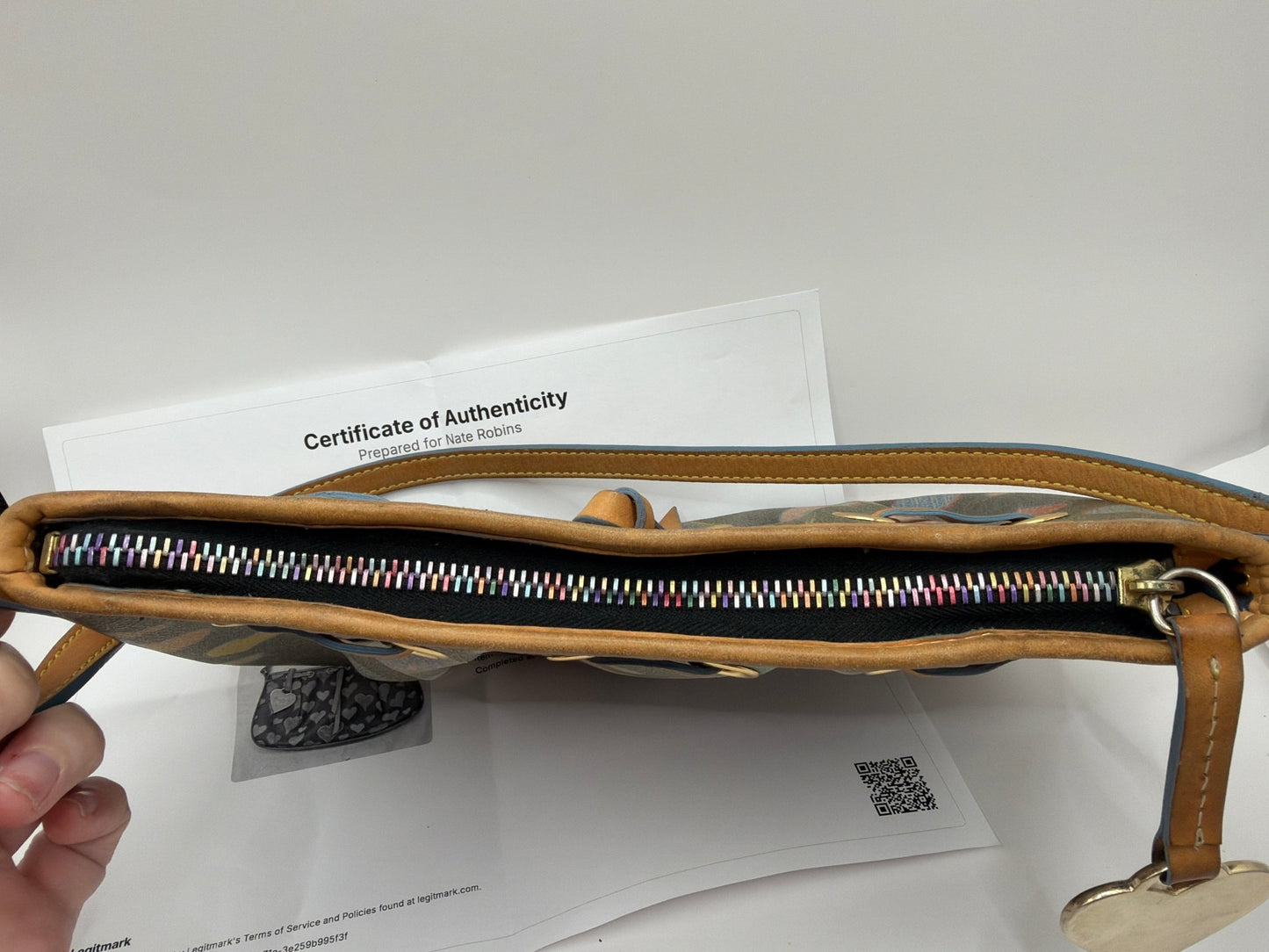 Y2K Dooney & Bourke Rainbow Heart Hobo Bag – Multicolor Print Shoulder Bag - Resale Thrift Boutique LLC.