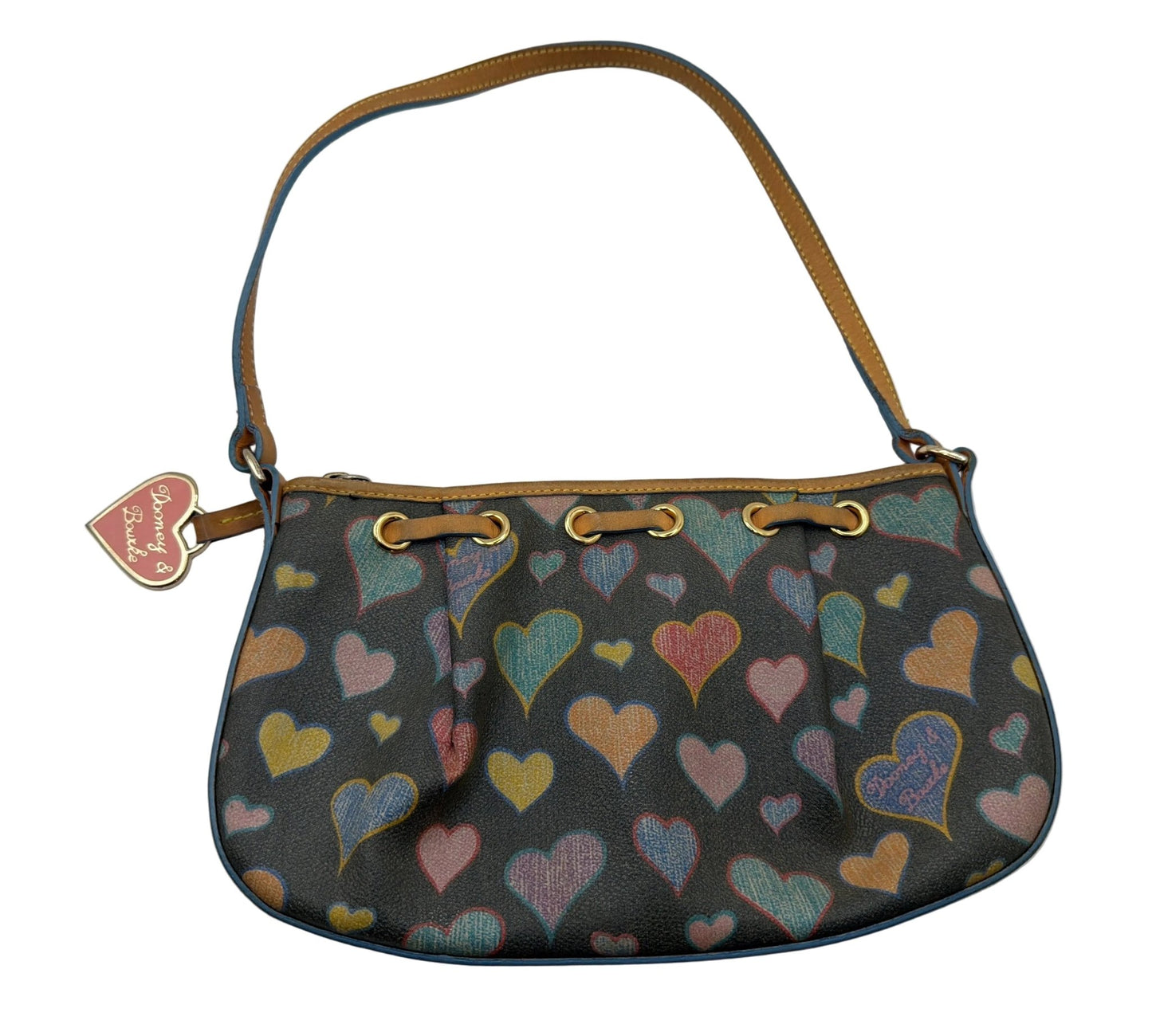 Y2K Dooney & Bourke Rainbow Heart Hobo Bag – Multicolor Print Shoulder Bag - Resale Thrift Boutique LLC.